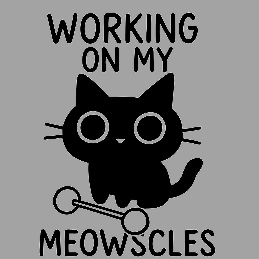Playful Black Cat Working on My Meowscles T-Shirt