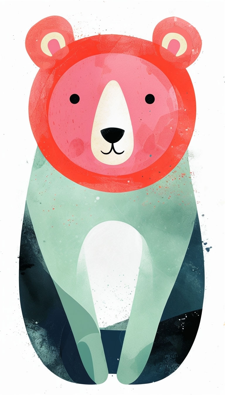 Playful Whimsical Bear Illustration for Kids Sticker