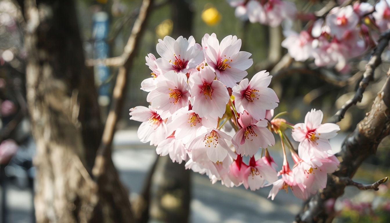 Delicate Cherry Blossoms Close-Up Photography Virtual Background