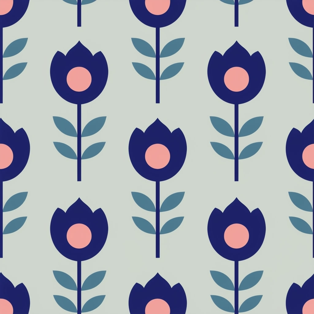 Modern Abstract Floral Seamless Pattern on Muted Sage Background
