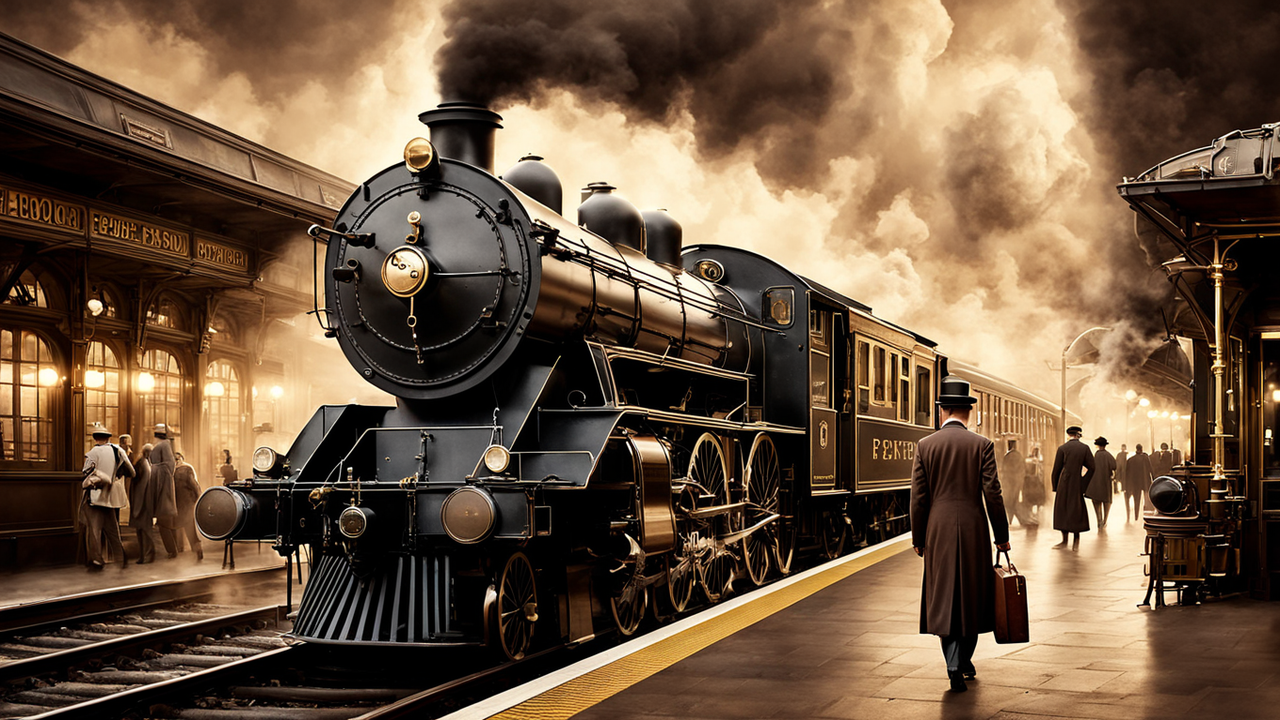 Digital painting of a 100-year-old Orient Express vintage ra... by ...