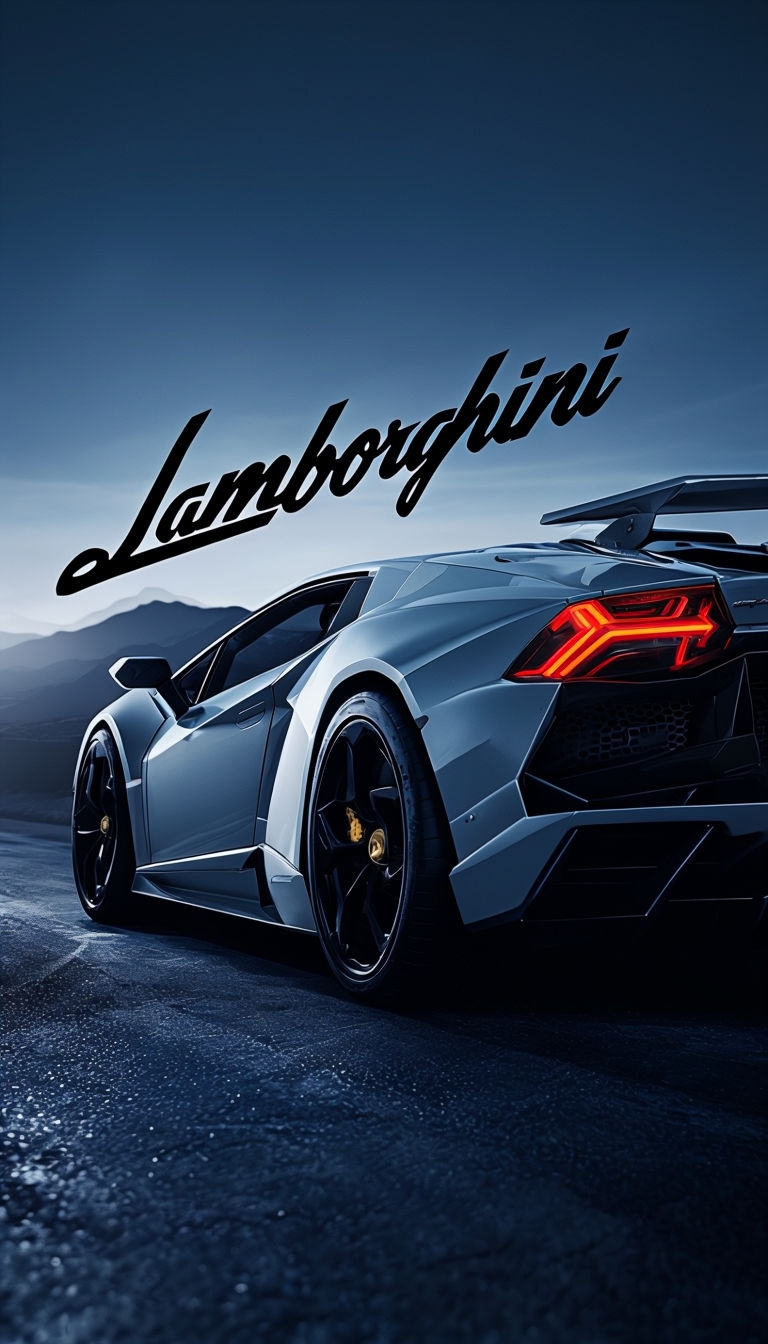 Sleek Lamborghini Sports Car Dynamic Low-Angle Photography Mobile Wallpaper