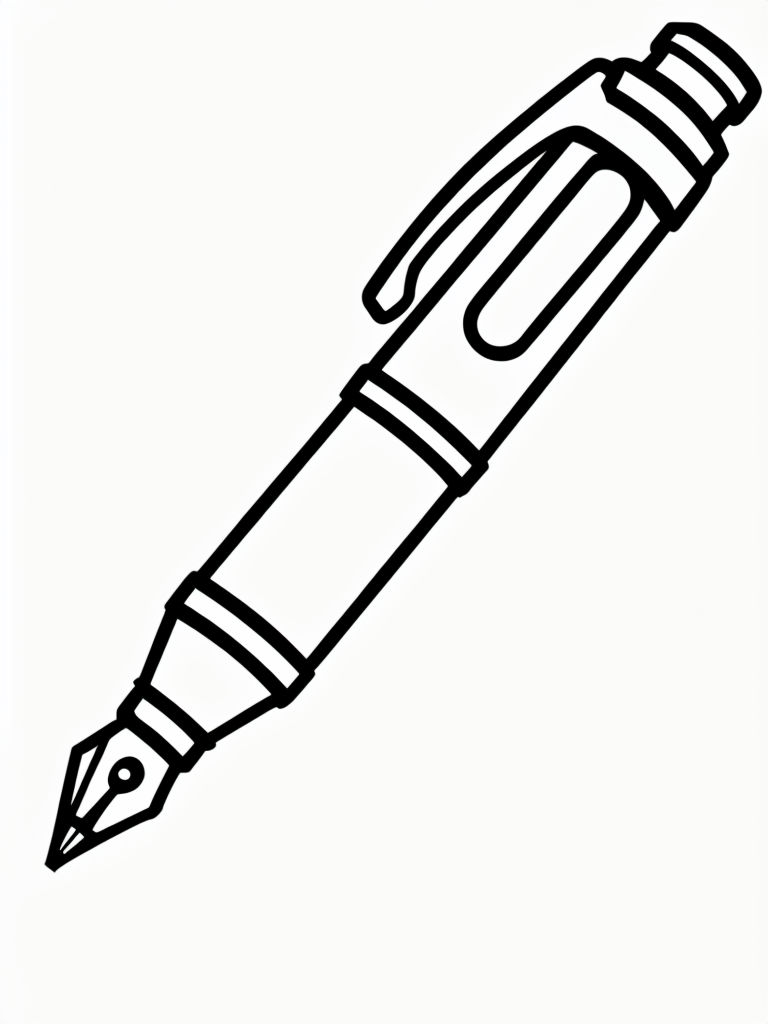 Minimalist Black and White Pen Line Drawing for Coloring Book Pages