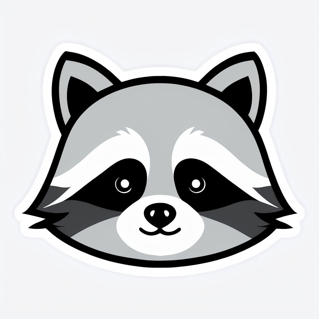 Cute Cartoon Raccoon Face Illustration Sticker