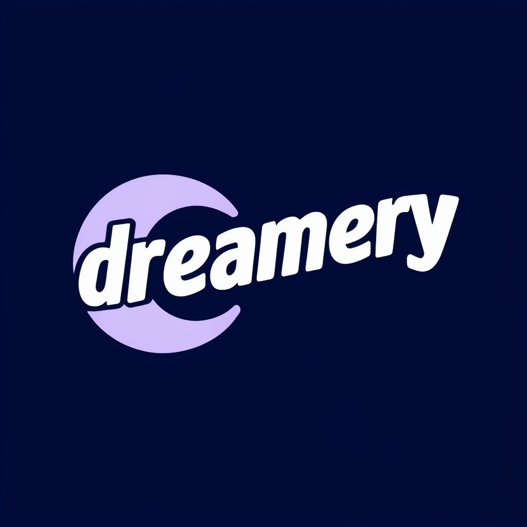 Modern Dreamery Logo with Stylish Crescent Moon Design