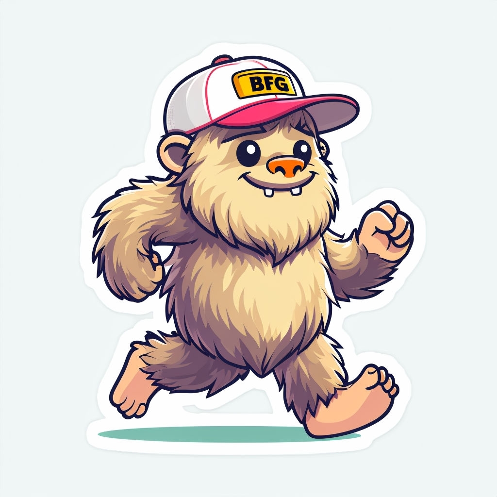 Cheerful Cartoon Yeti Character Illustration Sticker