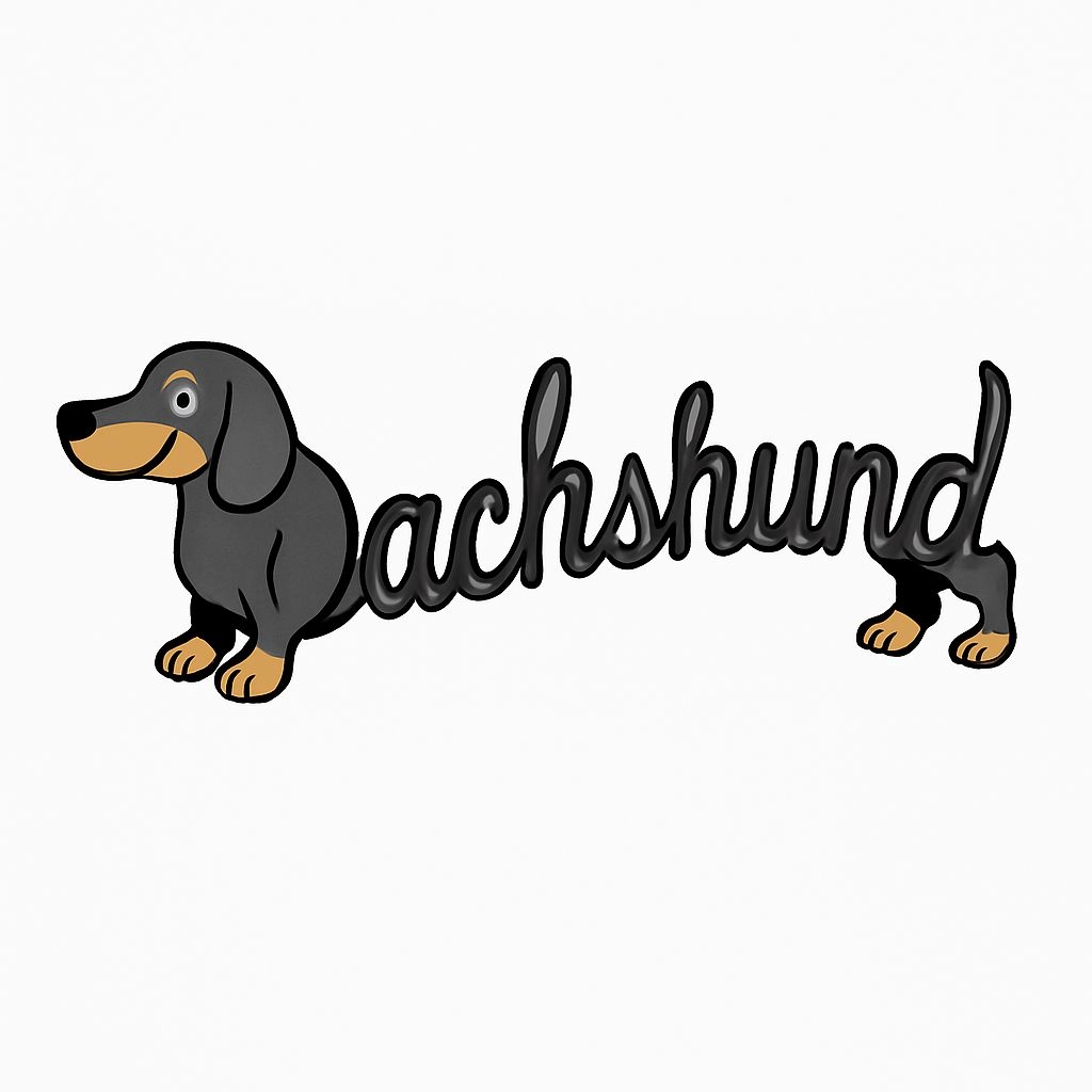 Playful Cartoon Dachshund Illustration with Cursive Text Sticker