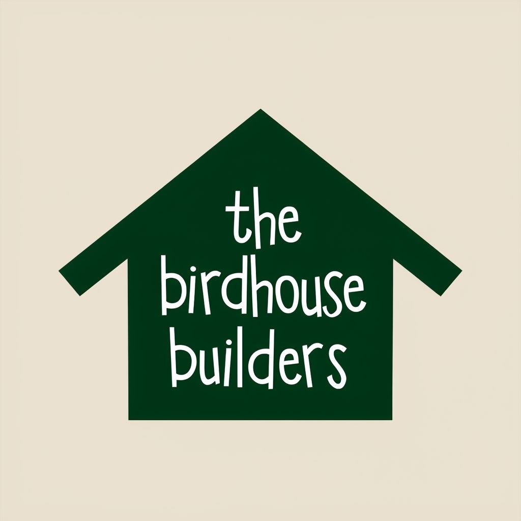 Whimsical Forest Green Birdhouse Builders Logo Design