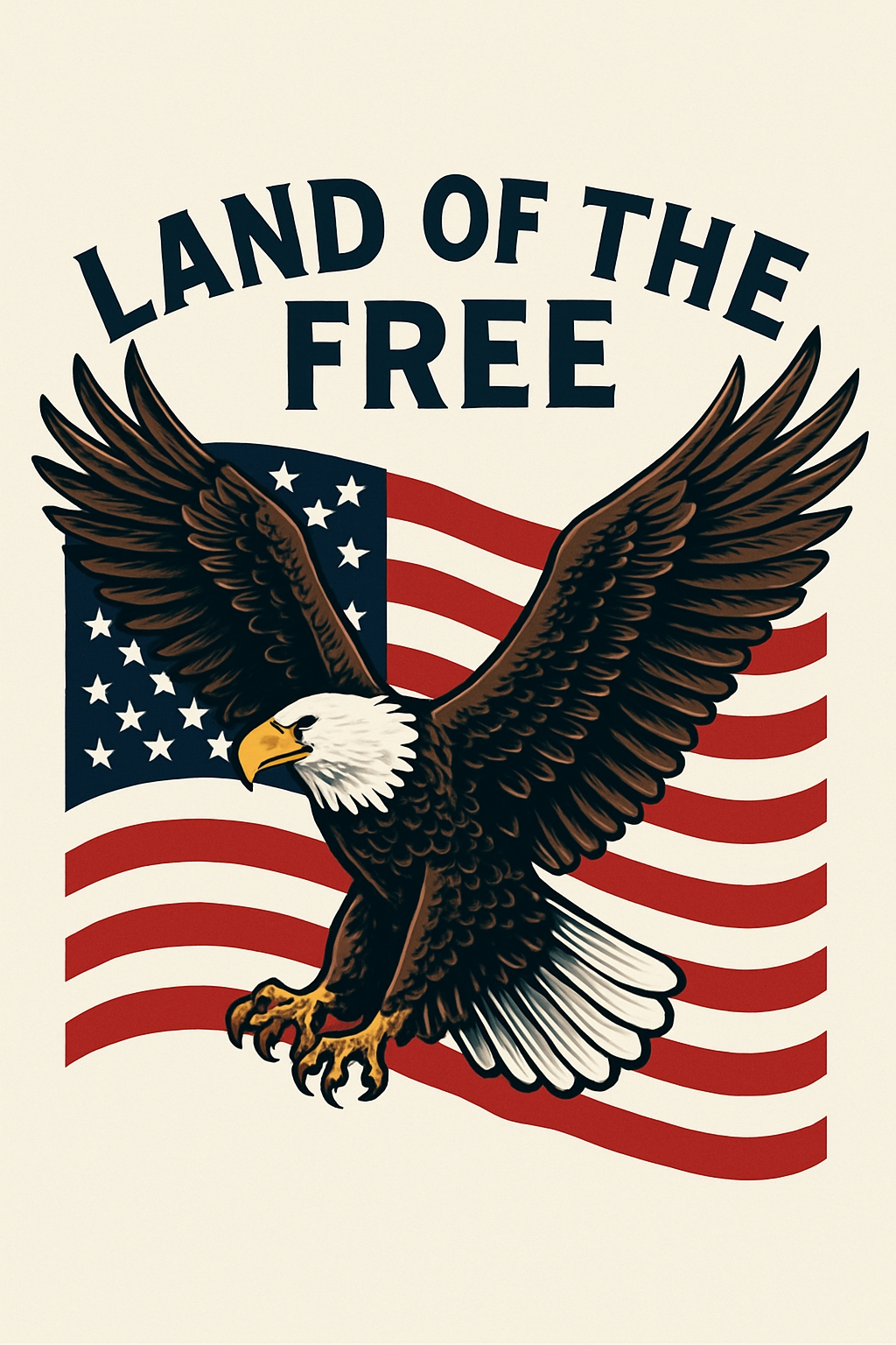 Majestic Bald Eagle with American Flag T-Shirt