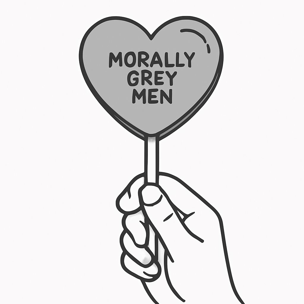 Minimalist Hand Holding Morally Grey Men Candy Sticker