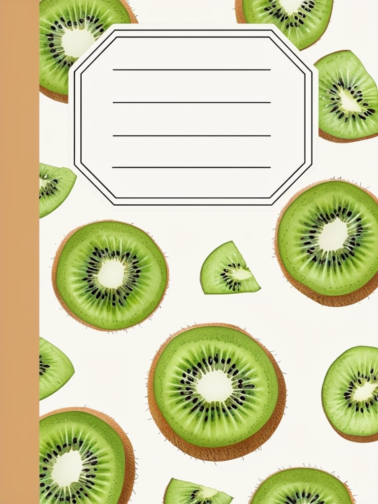 Playful Kiwi Slice Notebook Design with Watercolor Style EBook Cover