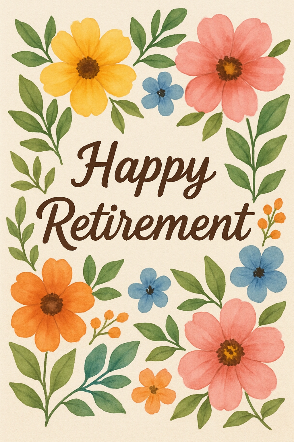 Colorful Watercolor Happy Retirement Greeting Card Design Cards & Invites