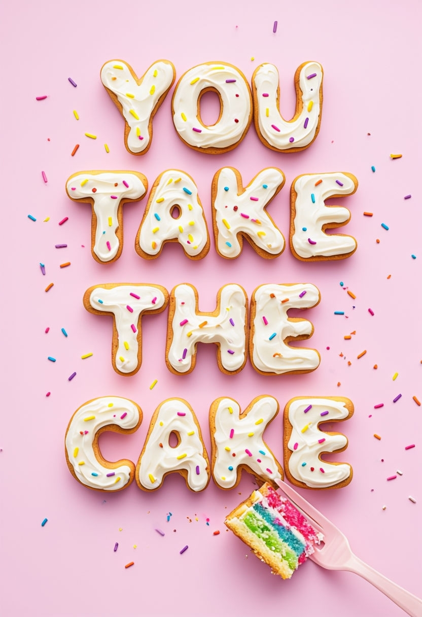 Cheerful You Take The Cake Greeting Card Design Illustration