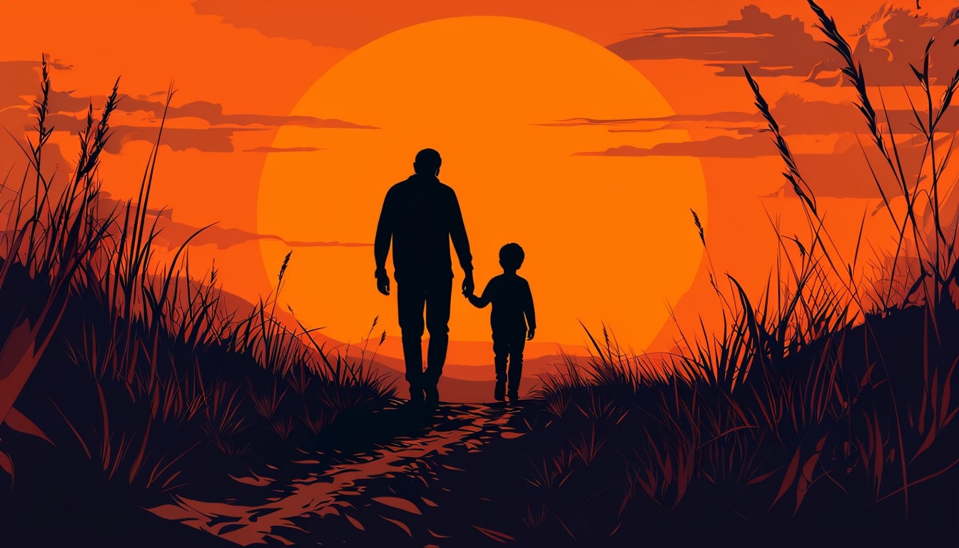 Serene Silhouette Walking at Sunset Virtual Background