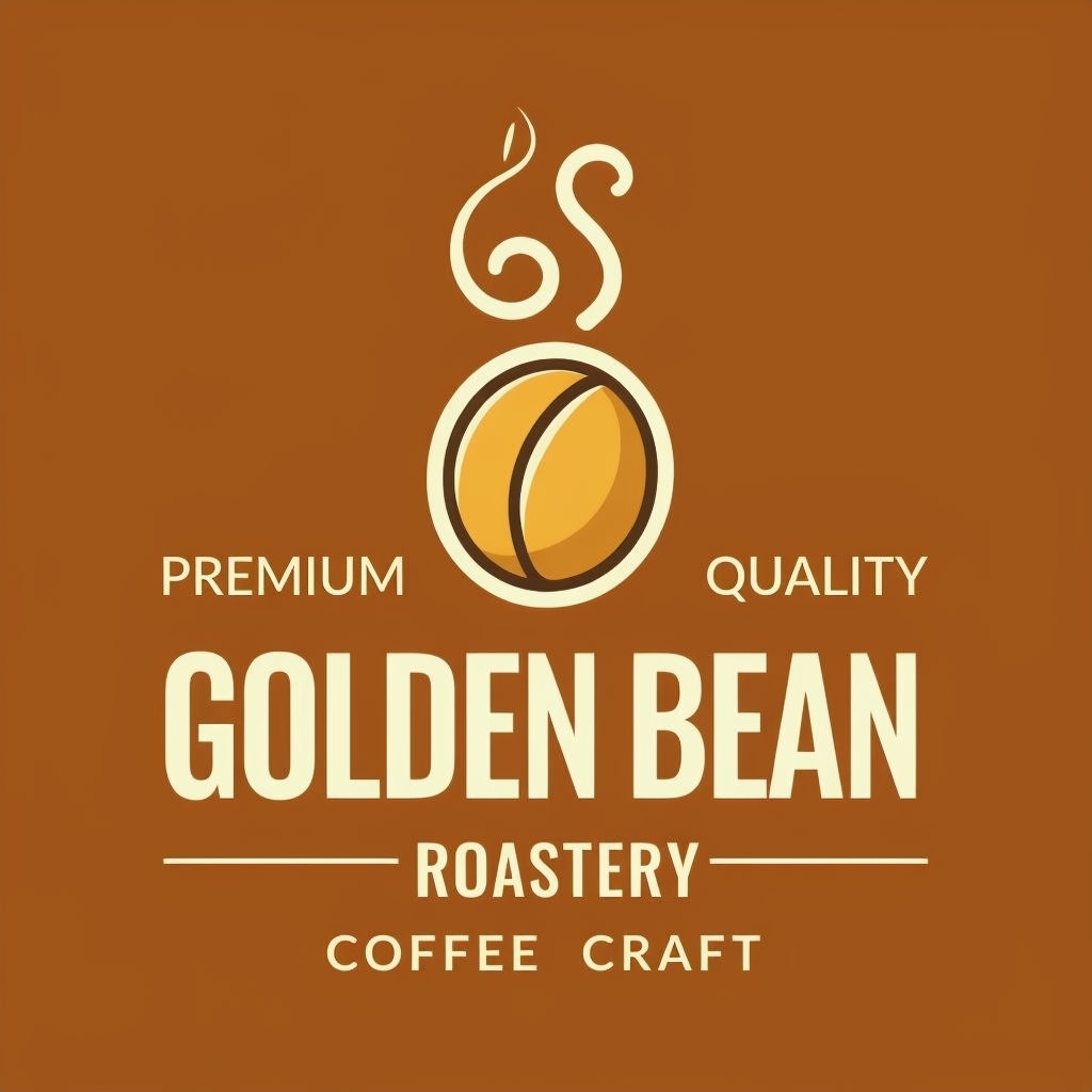 Elegant Golden Bean Roastery Coffee Logo Design