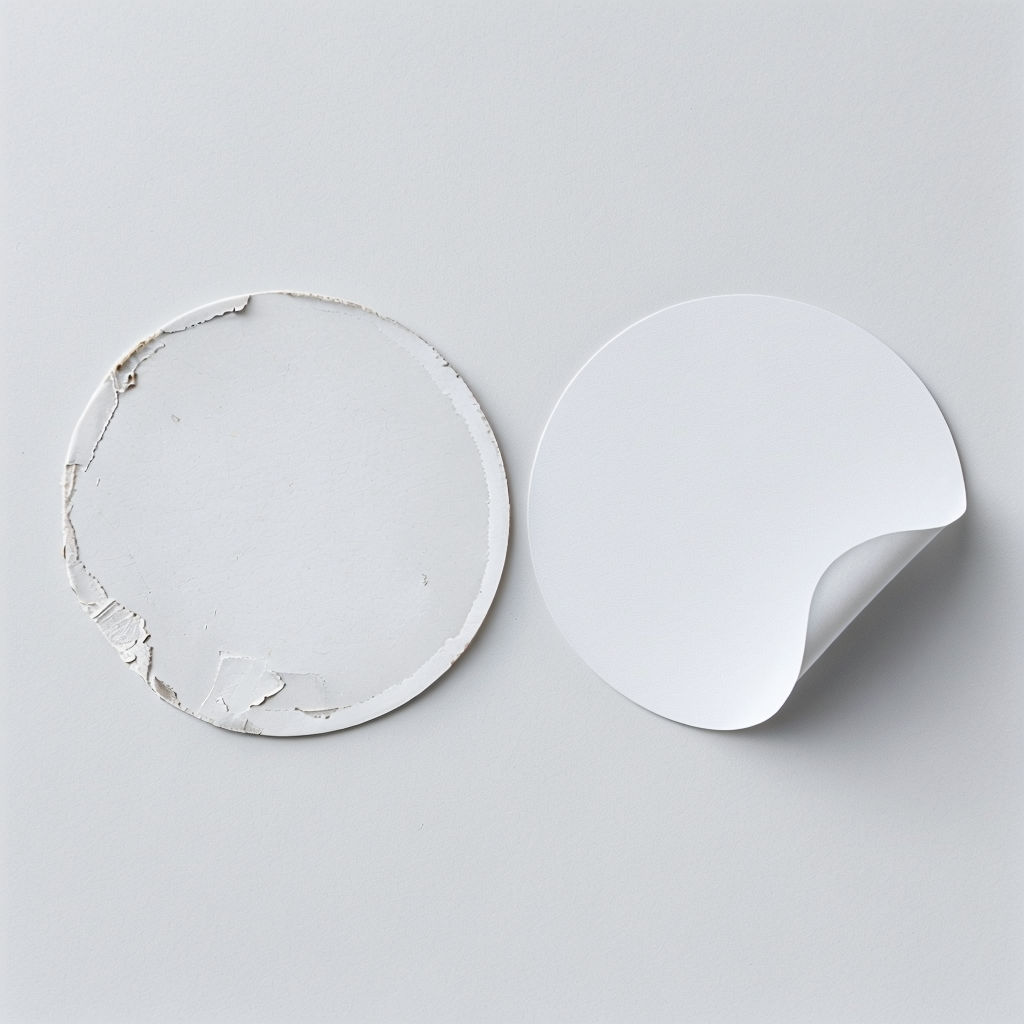 Minimalist White Circular Cutouts with Distressed and Pristine Textures Art