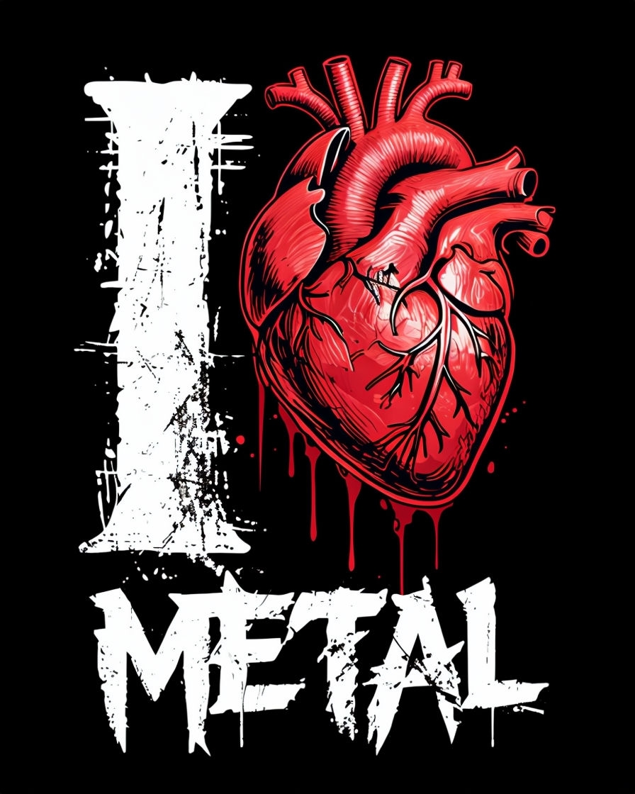 Edgy I Love Metal Anatomical Heart Graphic T-Shirt