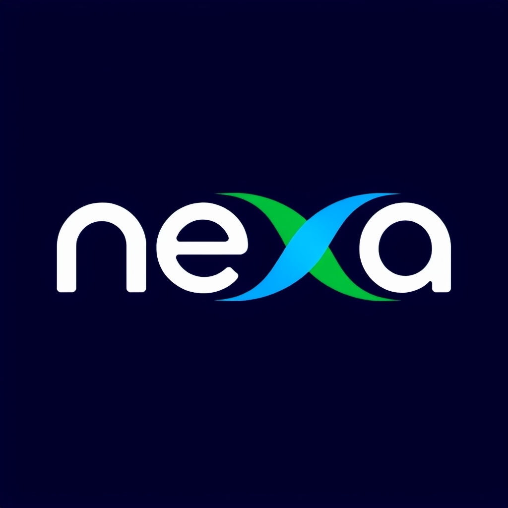 Minimalist Navy Blue Nexa Logo with Stylish X Design Logo