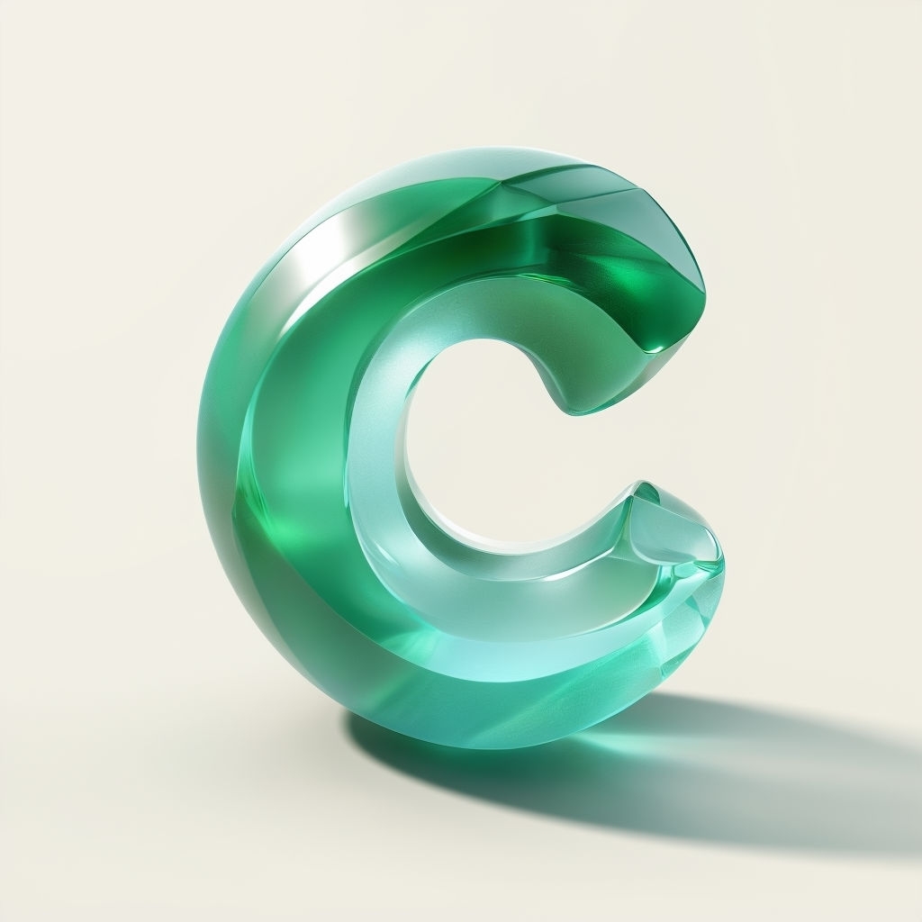 Elegant 3D Polished Emerald C Monogram Design