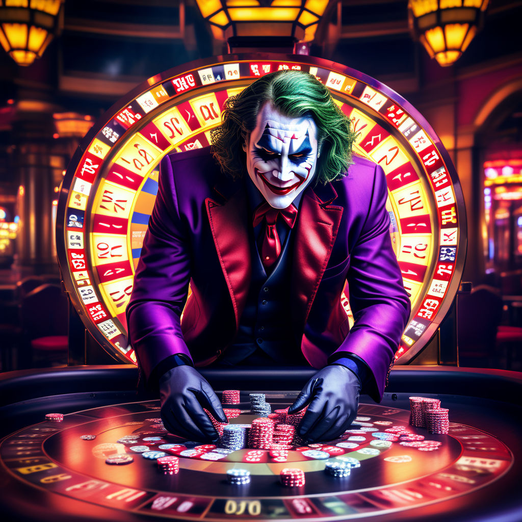 Joker by a casino wheel