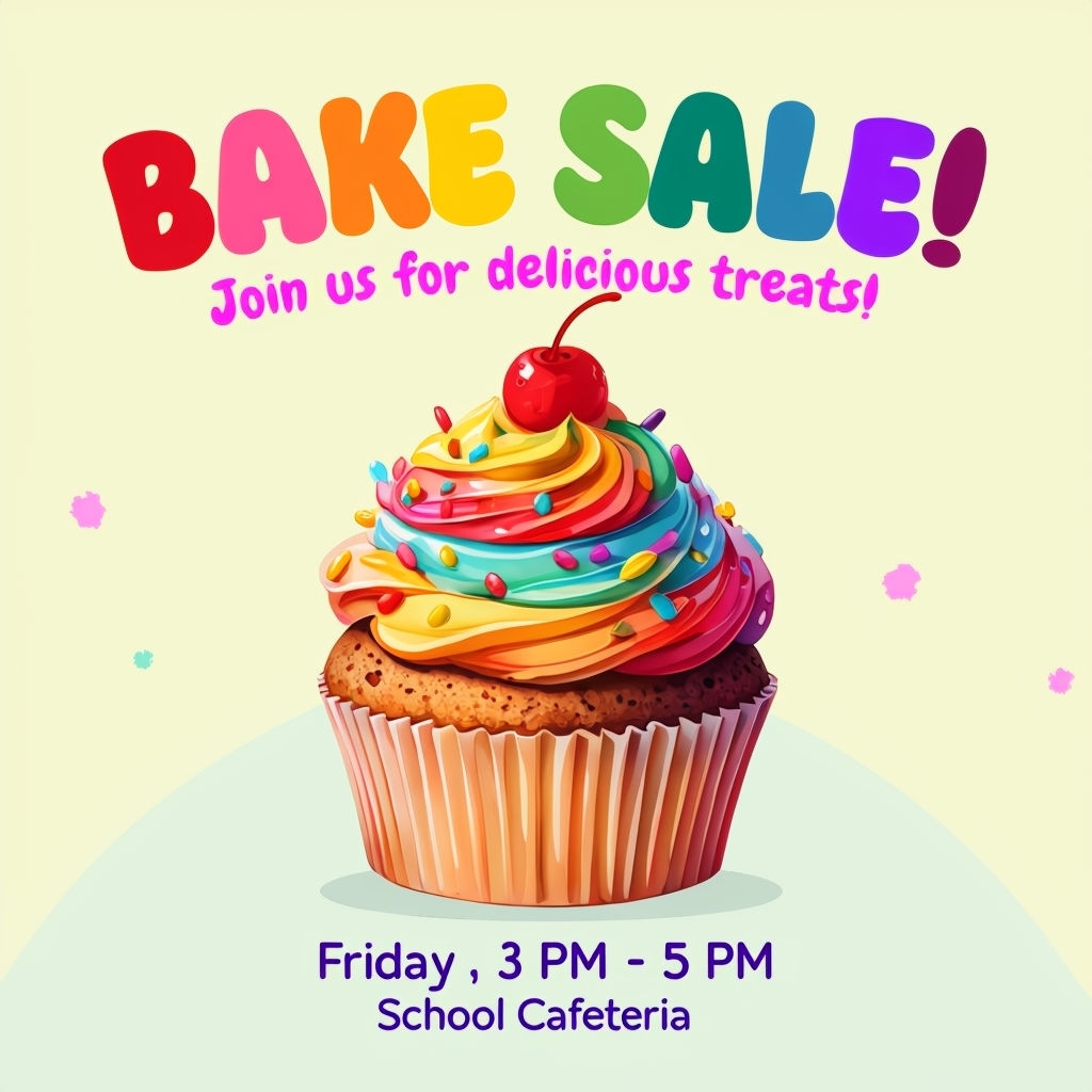 Cheerful Bake Sale Cupcake Invitation Poster