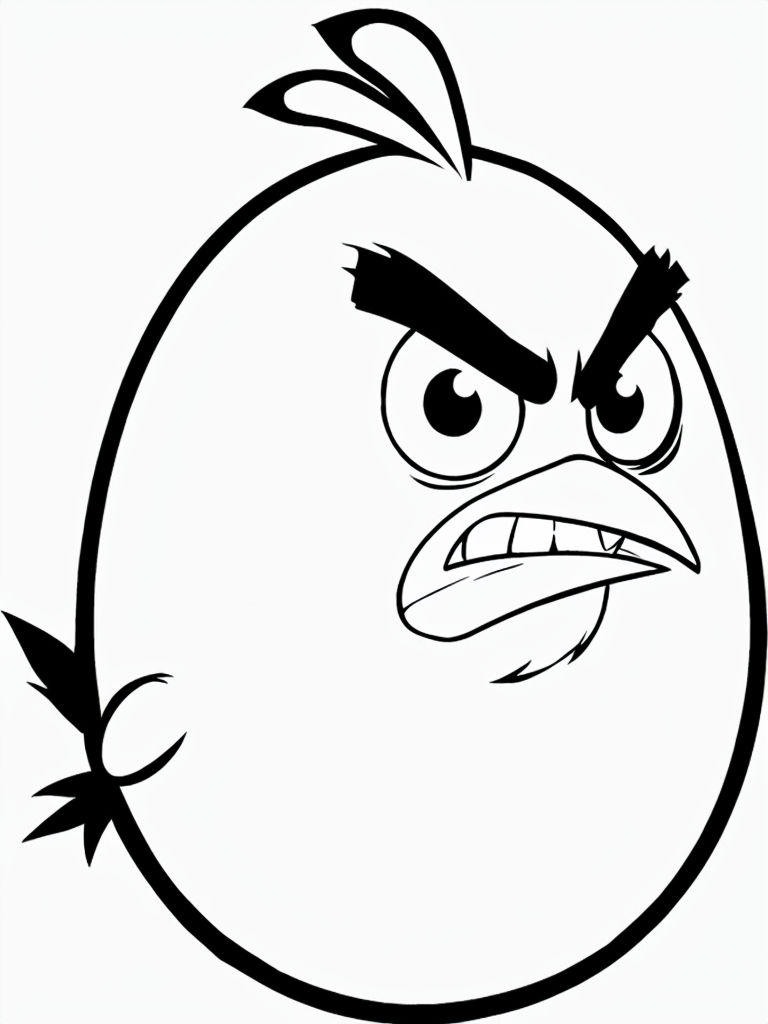 Angry Bird Character Black and White Cartoon Art Poster