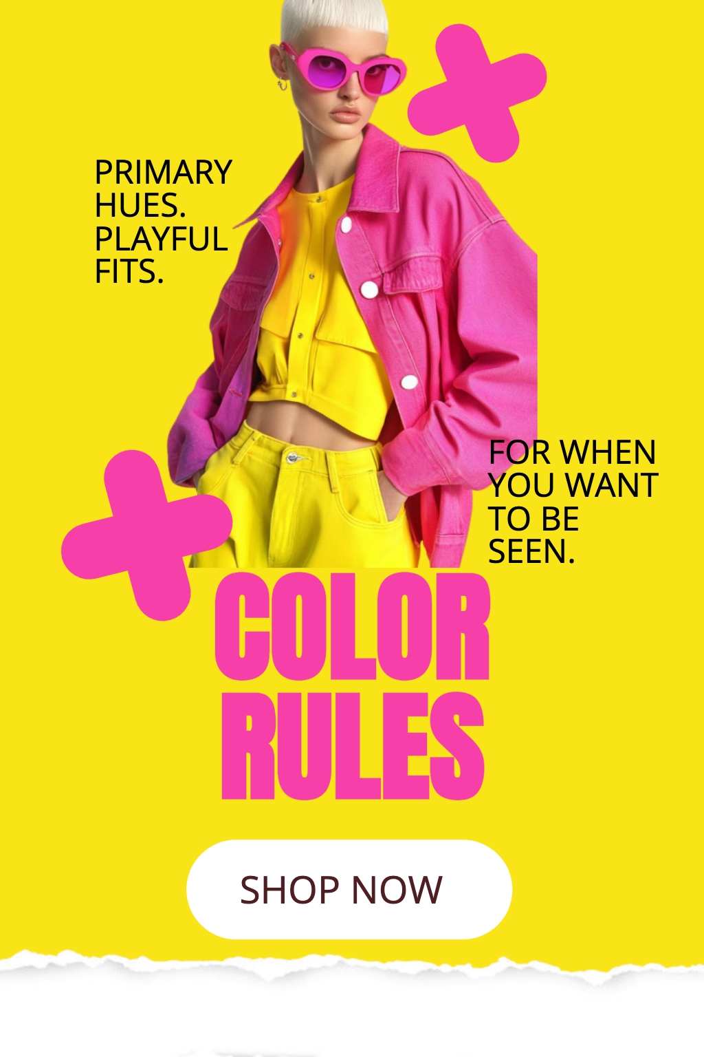 Vibrant Fashion Model Advertisement Featuring Bold Colors Flyer