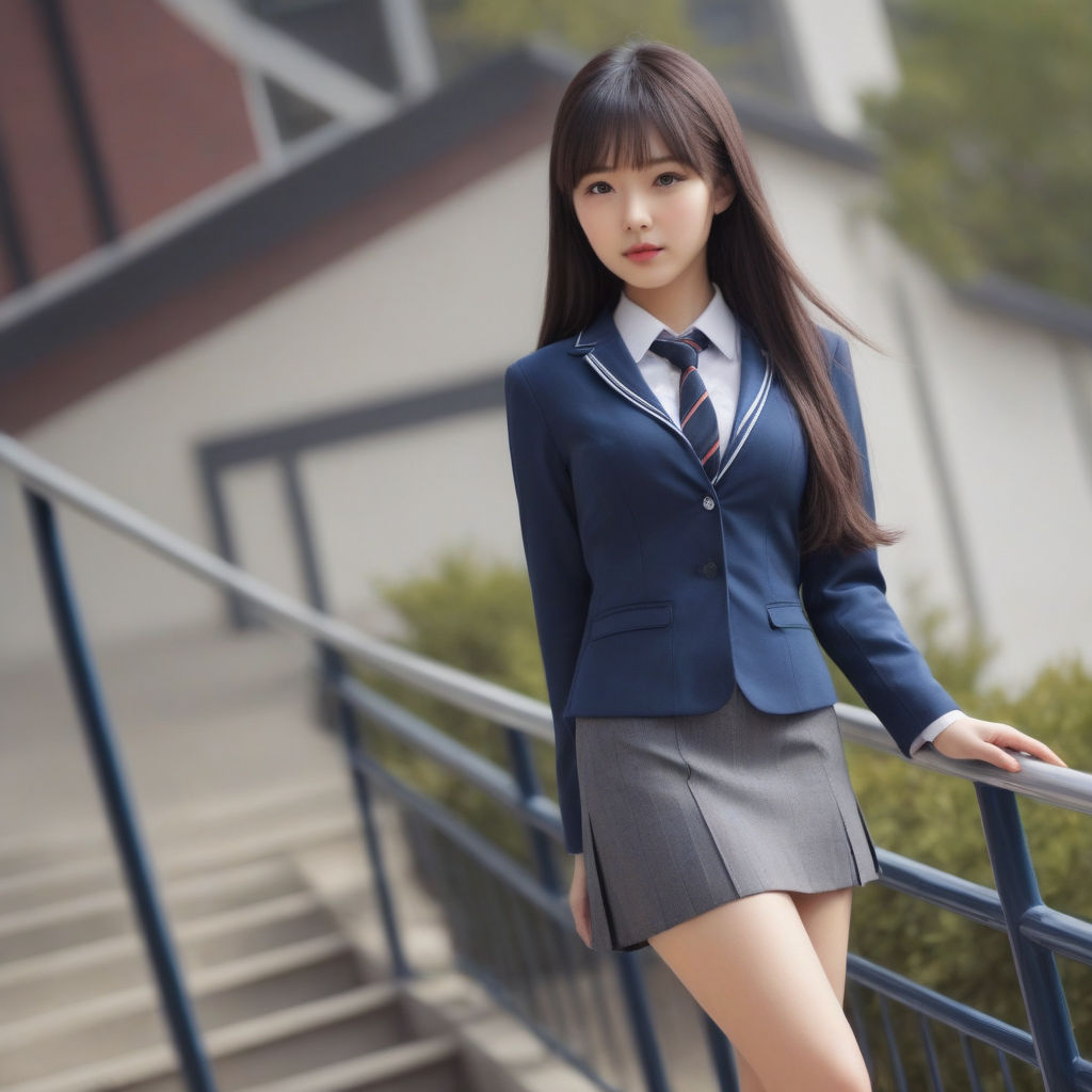 a beautiful Korean school uniform girl