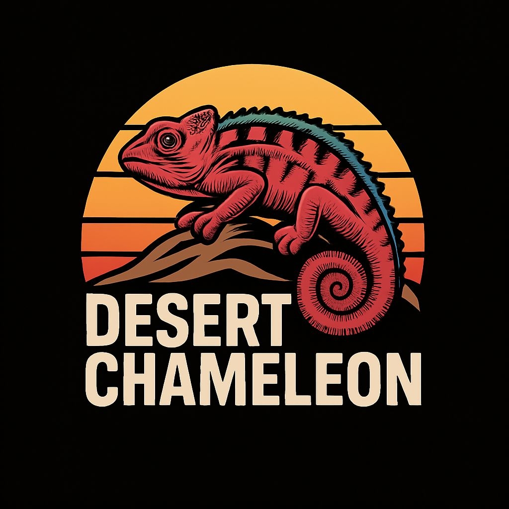 Vibrant Desert Chameleon Sunset Illustration T-Shirt
