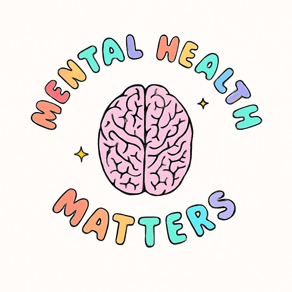 Pastel Pink Brain with Colorful Mental Health Matters Sticker