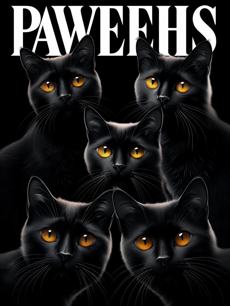 Ambiguous Black Cats with Amber Eyes Pawwehs Digital Poster