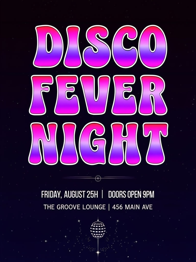 Stylish Disco Fever Night Poster with Y2K Vibe Event Sign
