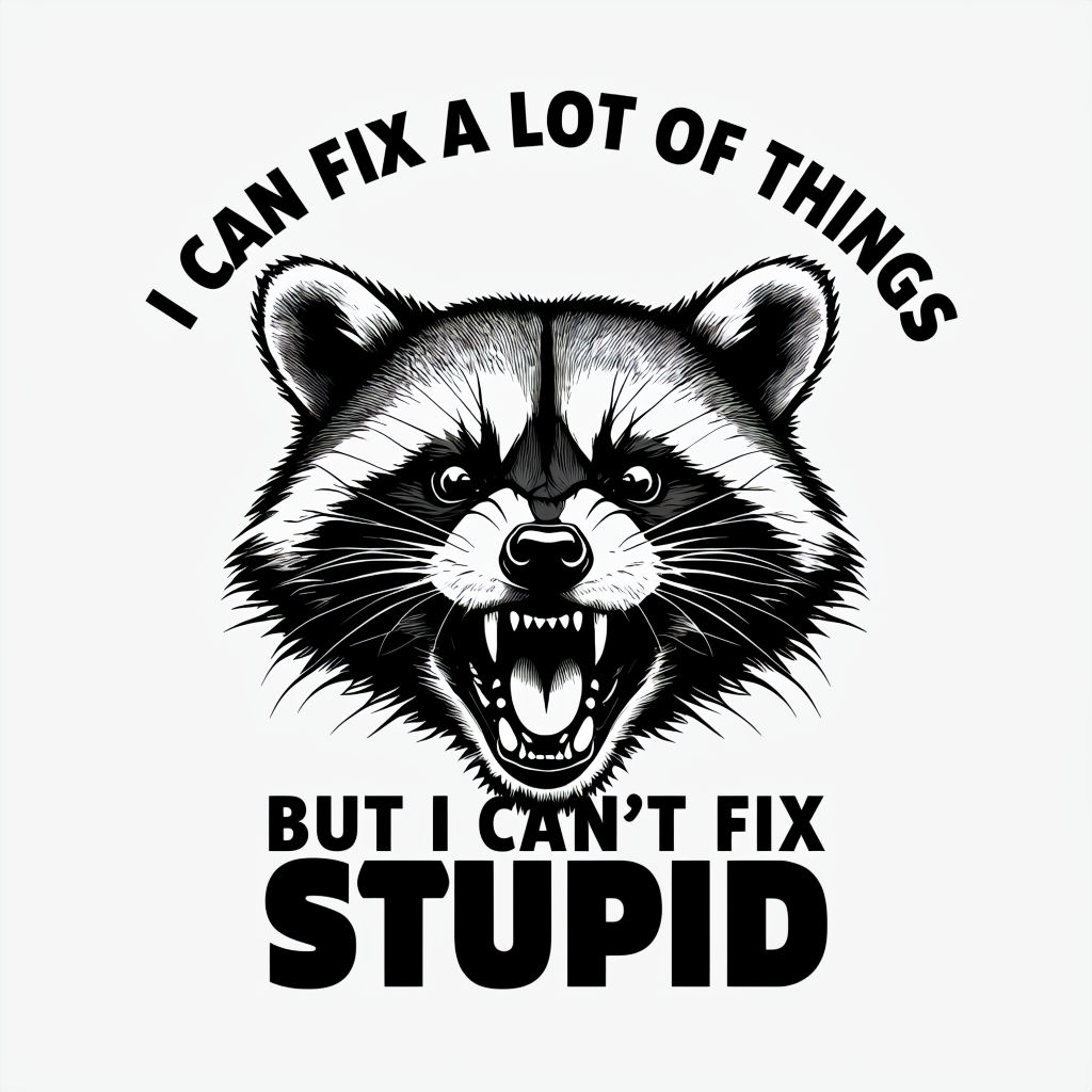 Aggressive Raccoon Head with Bold Text Quote Sticker