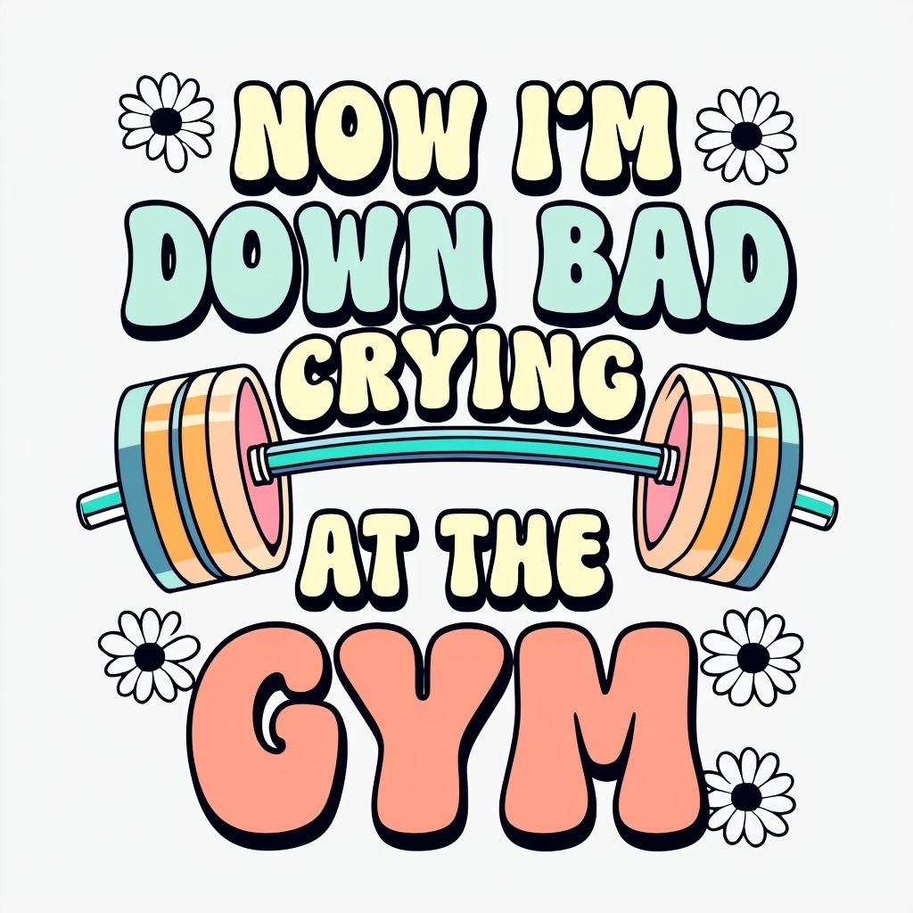 Humorous 'Now I'm Down Bad Crying at the Gym' Mug