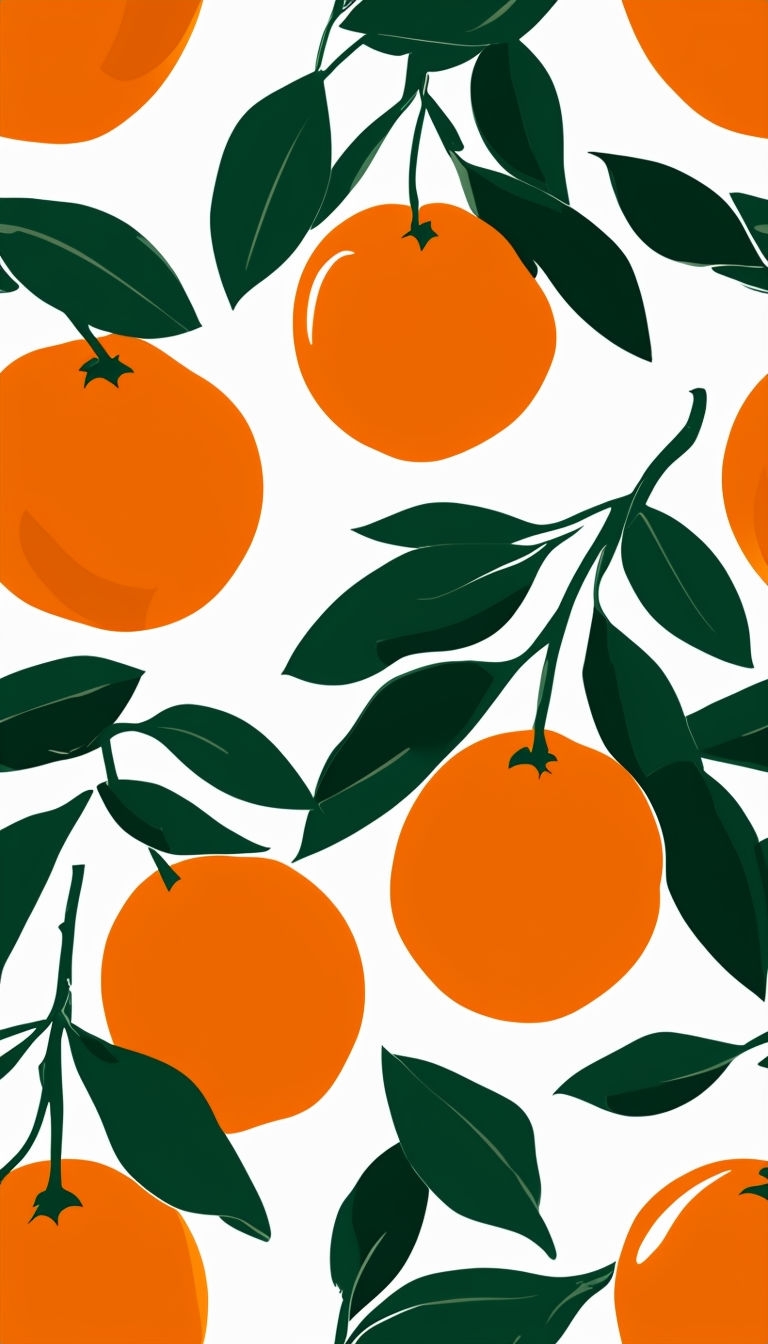 Vibrant Orange and Green Leaf Seamless Pattern Phone Case Cover