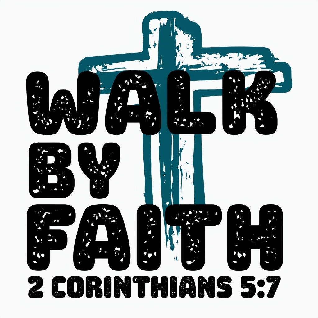 Bold Distressed Walk By Faith Graphic Design Mug