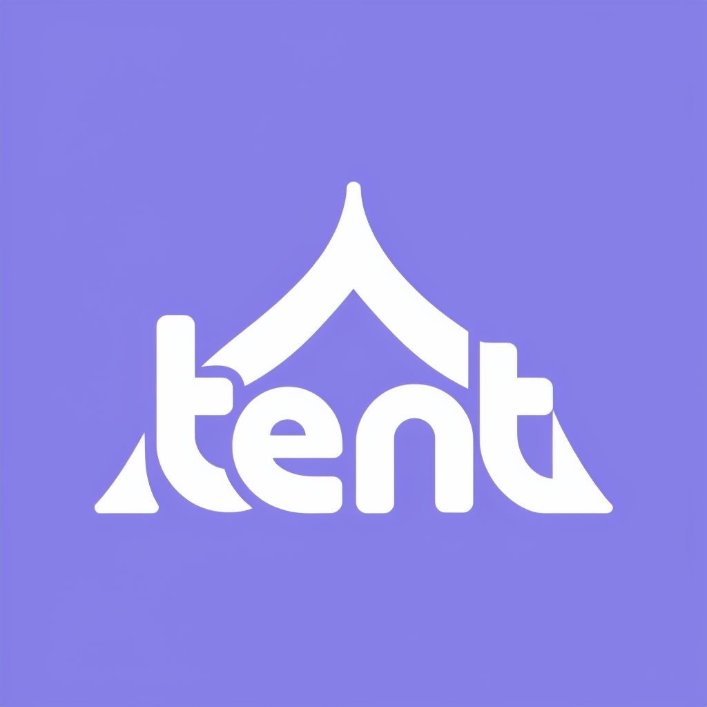 Minimalist Tent Logo Design on Lavender Background for Branding Logo