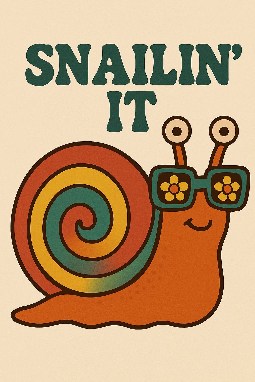 Cheerful Retro Snail with Sunglasses 'Snailin' It' T-Shirt