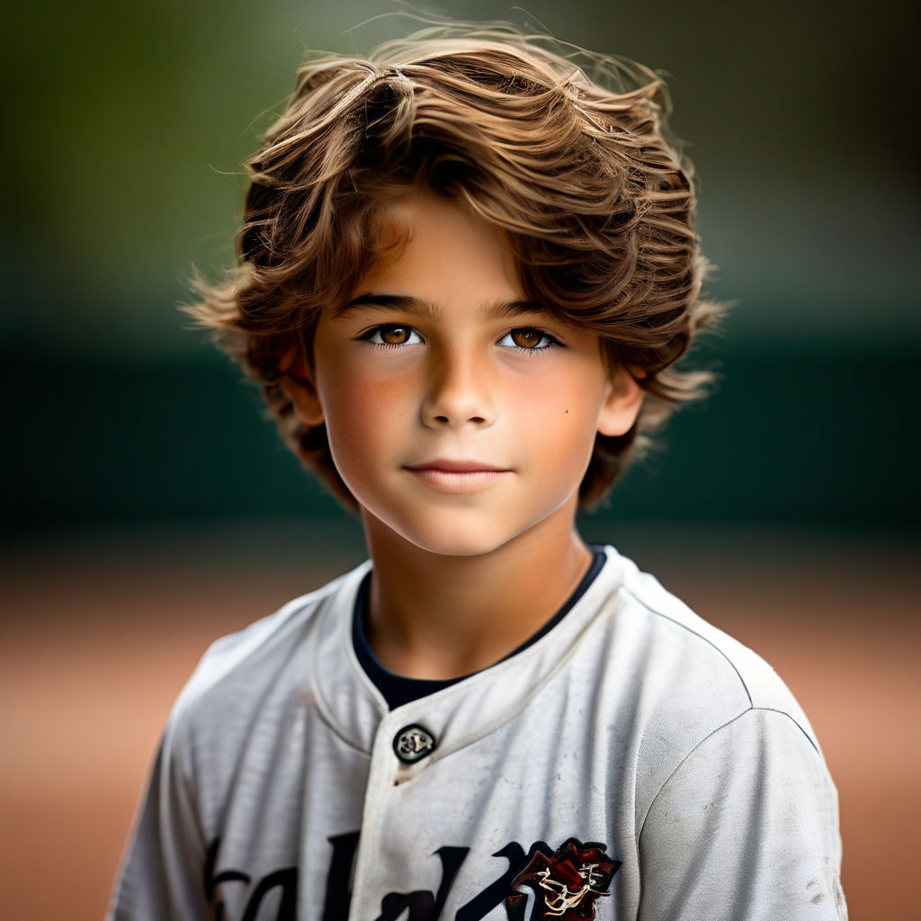 12 year old boy brown hair brown eyes white skin plays baseb... by ...