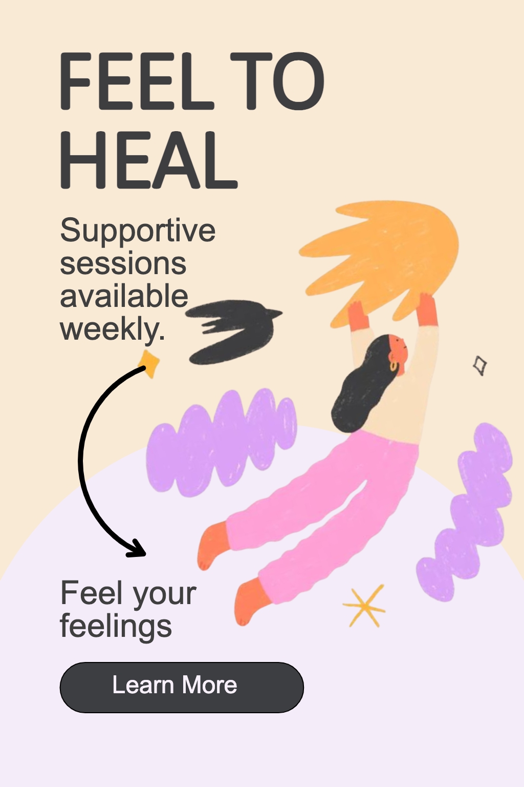 Feel to Heal Supportive Sessions Uplifting Digital Flyer