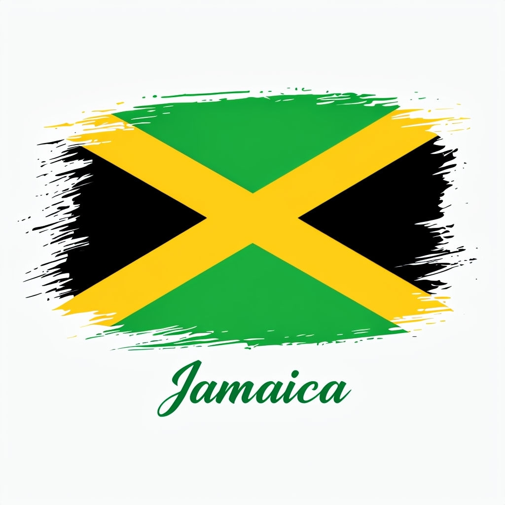 Vibrant Jamaican Flag Brushstroke Design T-Shirt