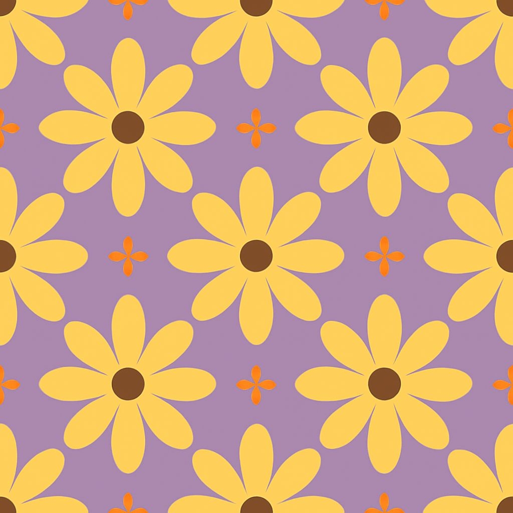 Vibrant Retro Daisy Seamless Pattern with Bright Floral Design