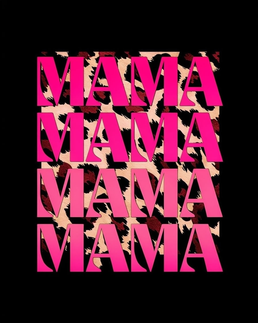 Bold Mama Typography with Leopard Print T-Shirt