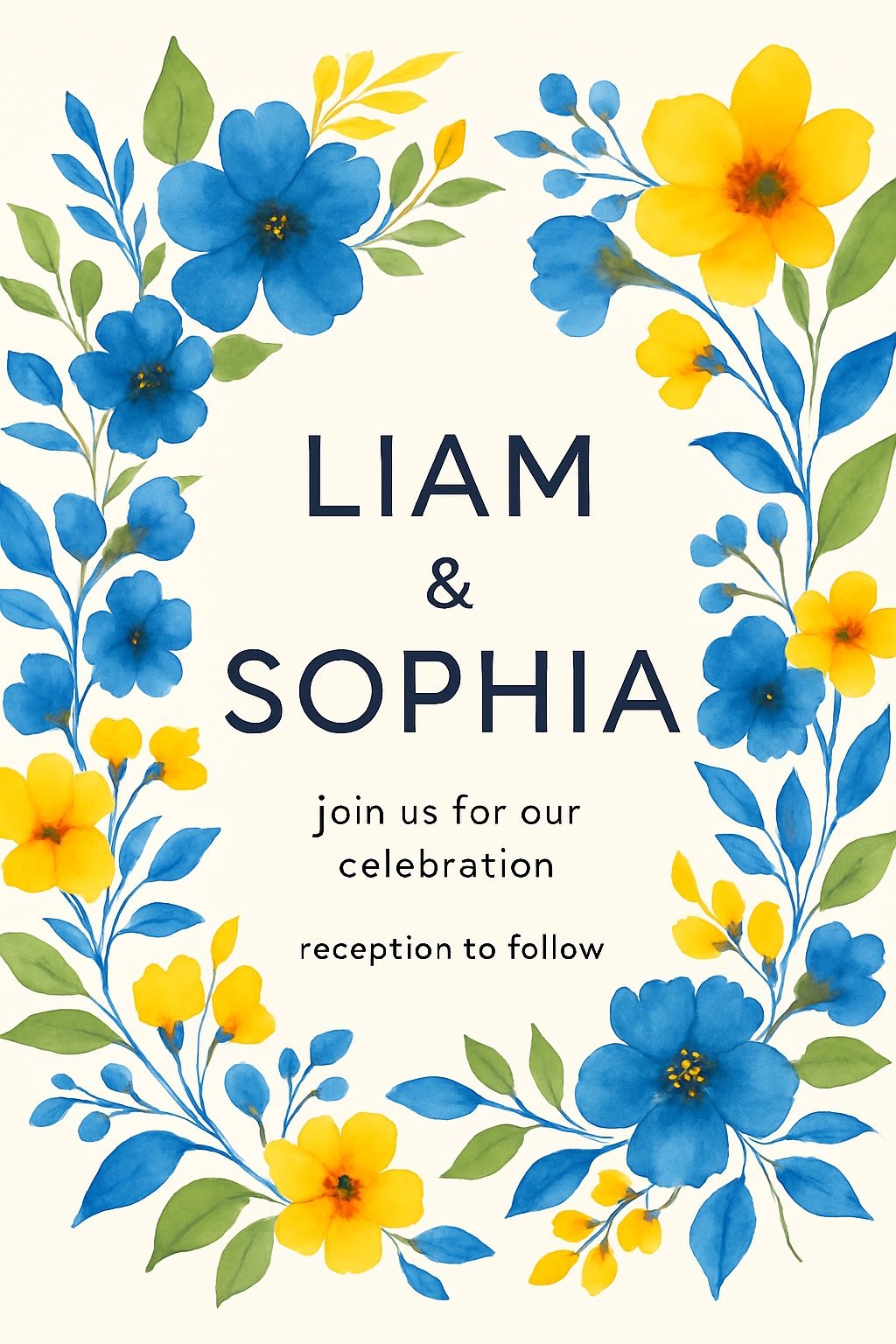 Elegant Watercolor Floral Invitation Card for Liam & Sophia Celebration Cards & Invites