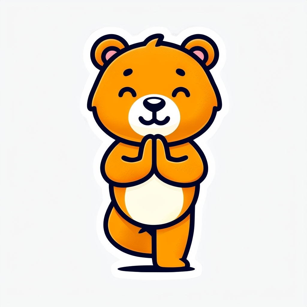 Playful Cartoon Bear in Yoga Pose Sticker