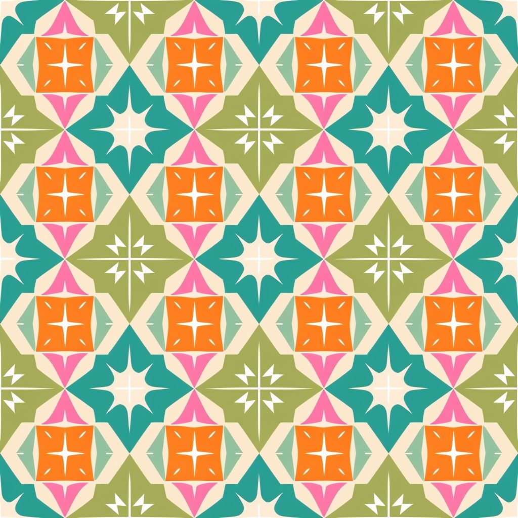 Retro-Inspired Colorful Diamond Star Pattern Design Seamless Pattern