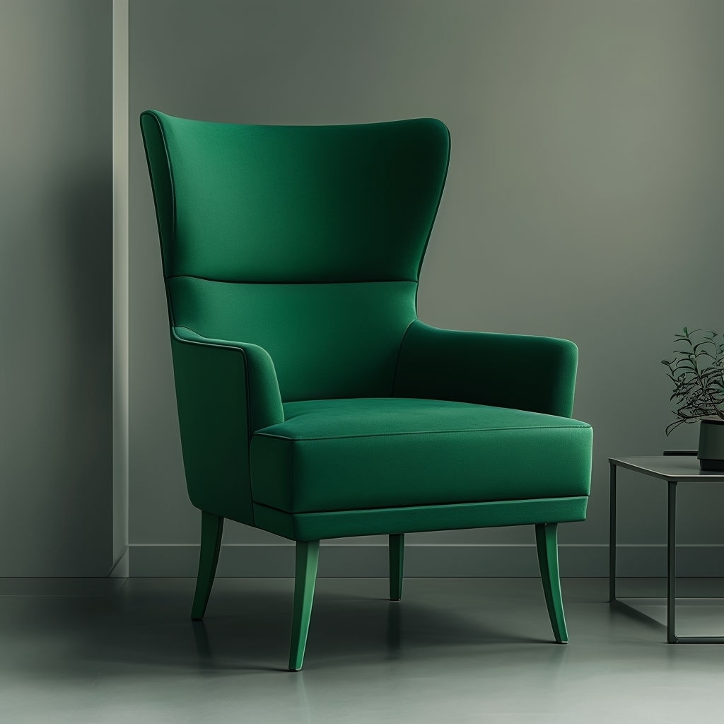 Elegant Emerald Green Lounge Chair Mockup for Modern Office Mockup