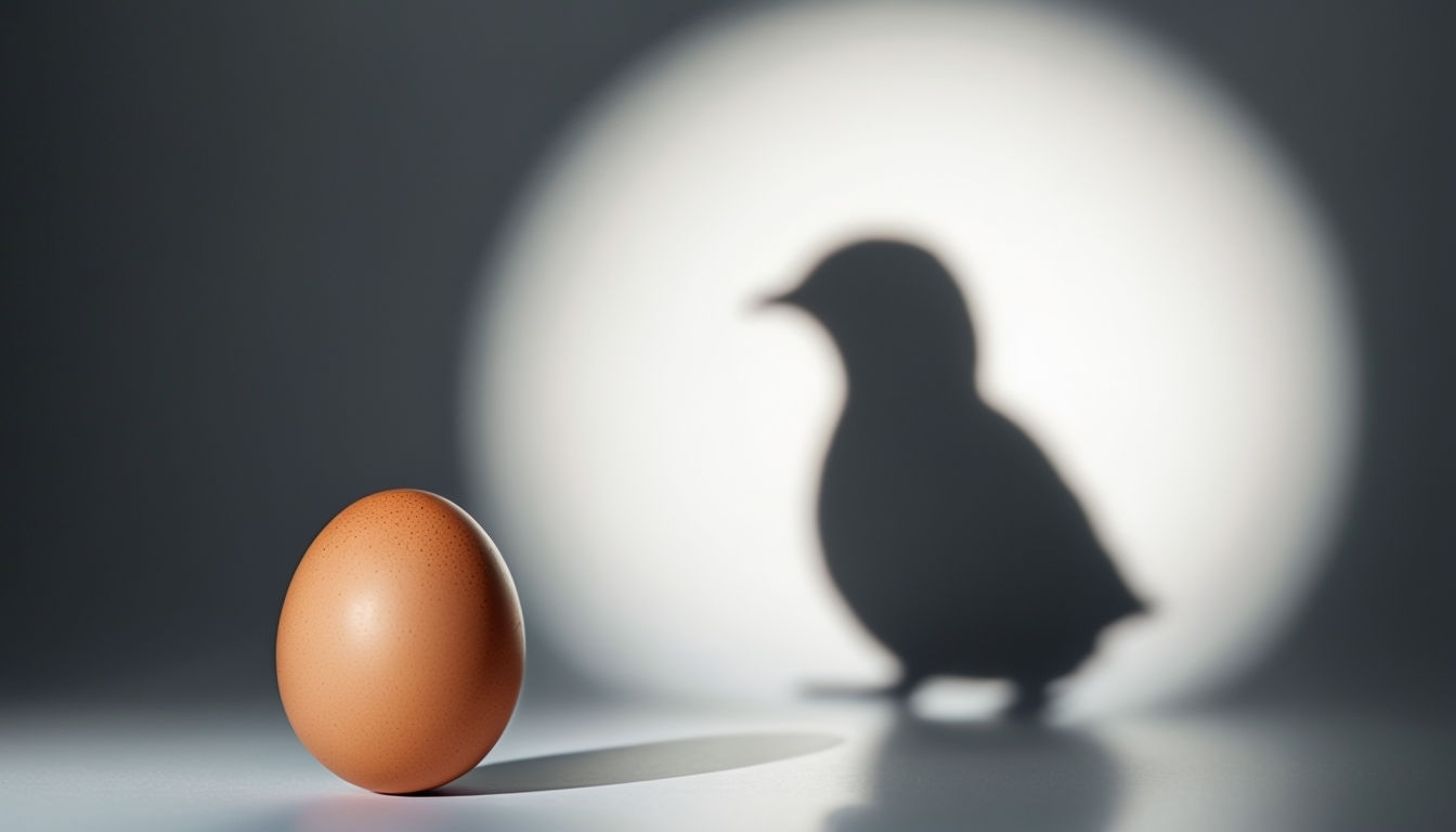 Minimalist Brown Egg with Chick Shadow Virtual Background