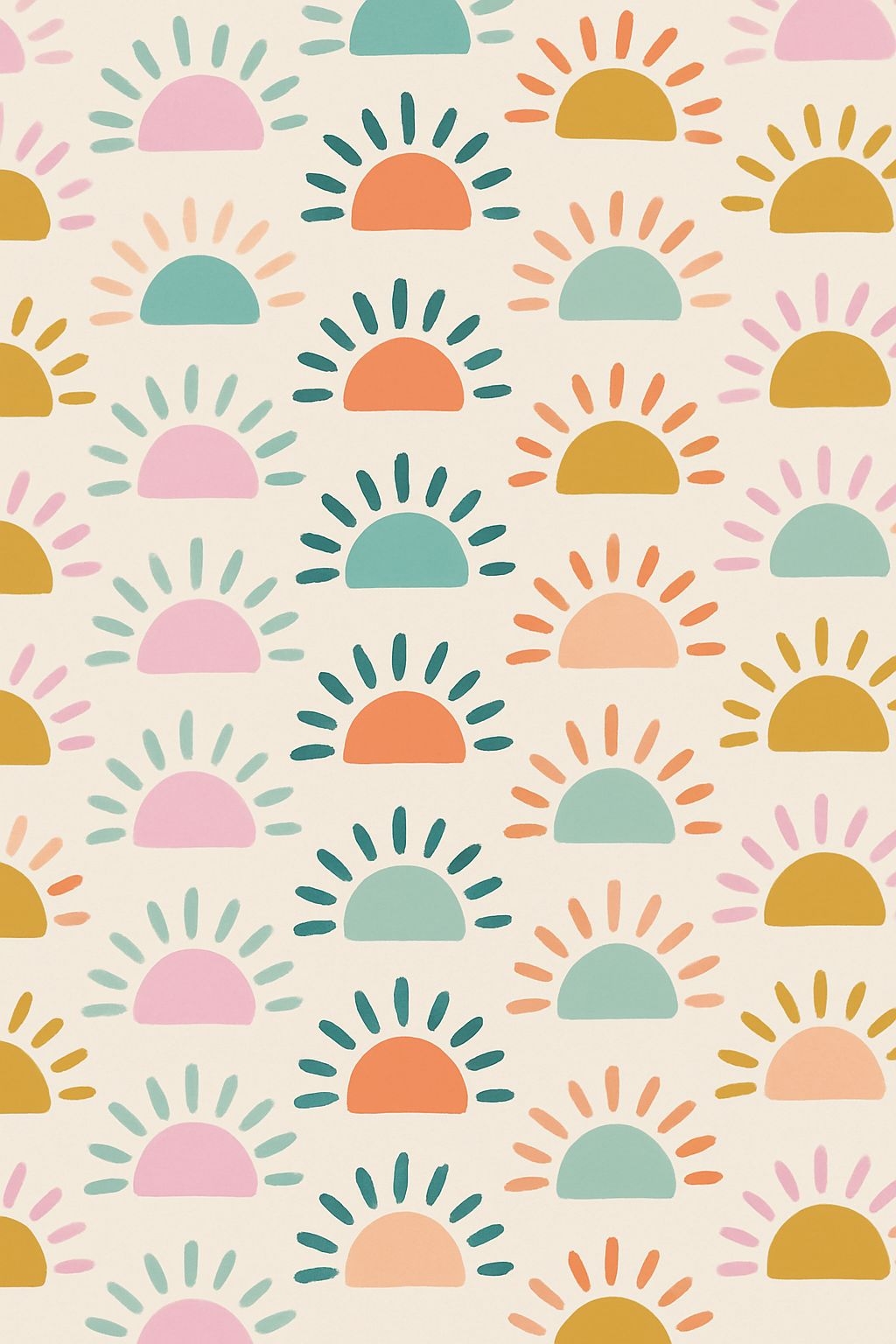 Pastel Sunrise Pattern with Cheerful Colors Mobile Wallpaper
