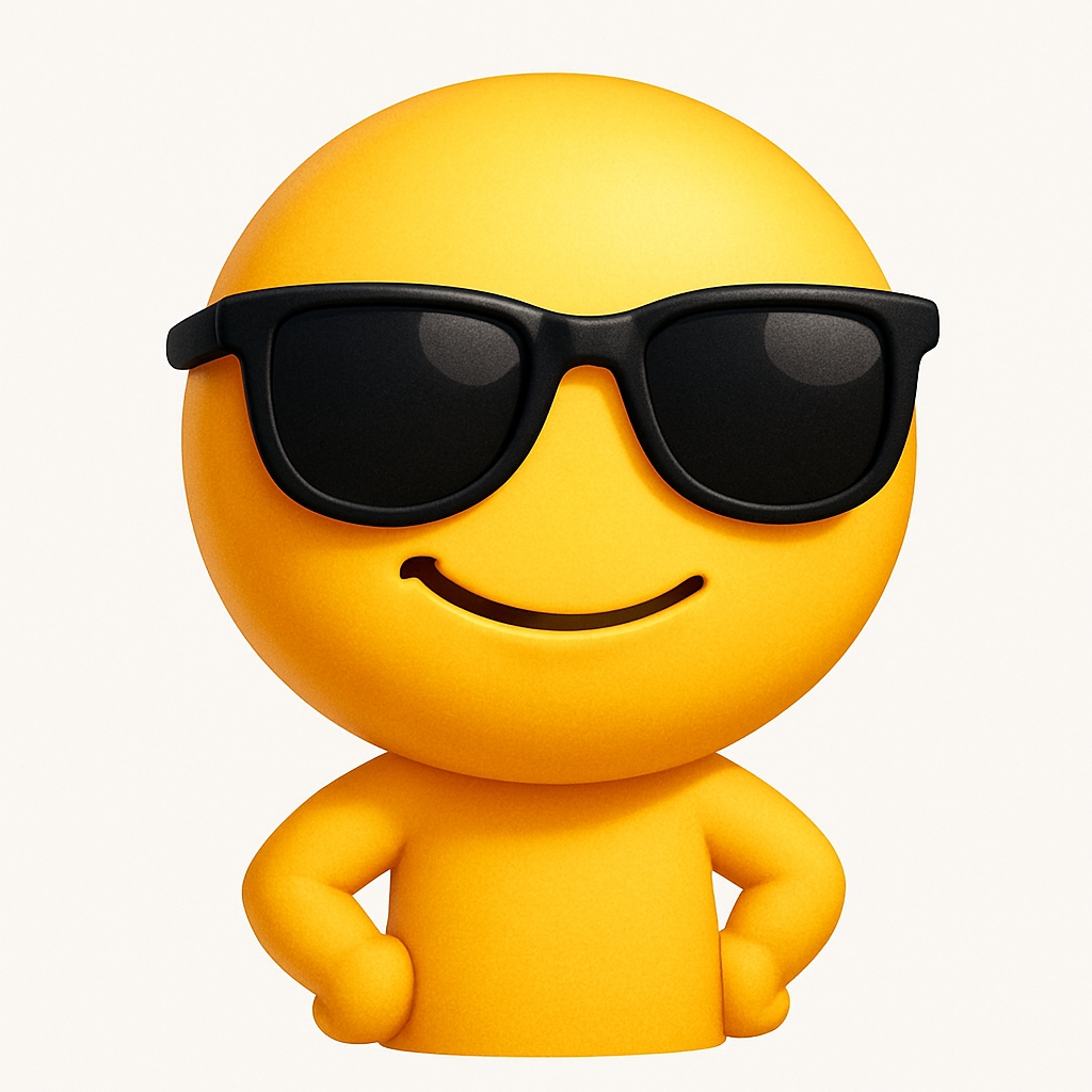 Vibrant Yellow Emoji Character with Sunglasses Sticker